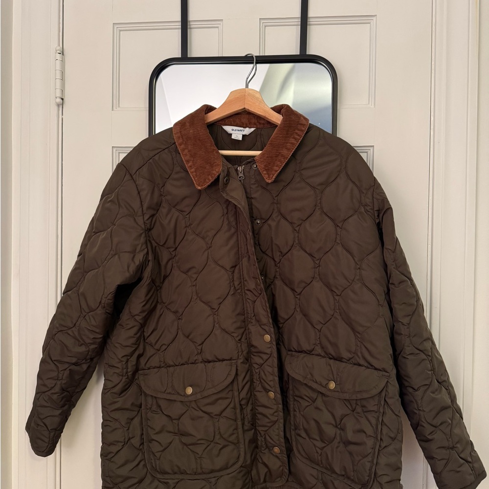 Old Navy Quilted Jacket with Brown Corduroy Collar